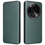 For Oppo Find X6 PU Leather Stand Phone Cover Carbon Fiber Texture Phone Case with Card Slot