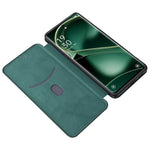 For Oppo Find X6 PU Leather Stand Phone Cover Carbon Fiber Texture Phone Case with Card Slot