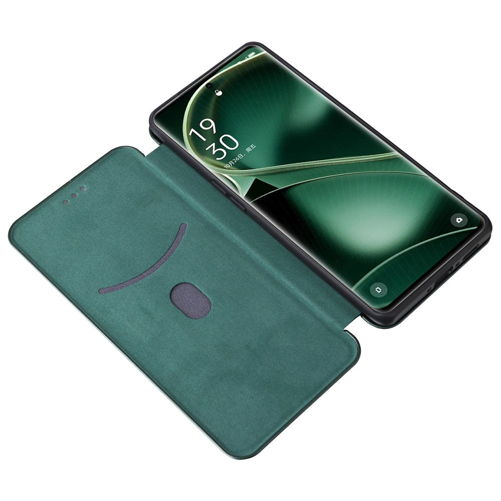 For Oppo Find X6 PU Leather Stand Phone Cover Carbon Fiber Texture Phone Case with Card Slot