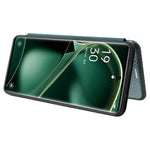 For Oppo Find X6 PU Leather Stand Phone Cover Carbon Fiber Texture Phone Case with Card Slot