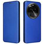 For Oppo Find X6 PU Leather Stand Phone Cover Carbon Fiber Texture Phone Case with Card Slot