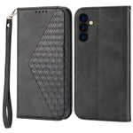 Phone Case for Samsung Galaxy A24 4G (162.1 x 77.6 x 8.3mm) , Imprinted Rhombus Pattern Wallet Calf Texture PU Leather Stand Phone Cover