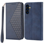 Phone Case for Samsung Galaxy A24 4G (162.1 x 77.6 x 8.3mm) , Imprinted Rhombus Pattern Wallet Calf Texture PU Leather Stand Phone Cover