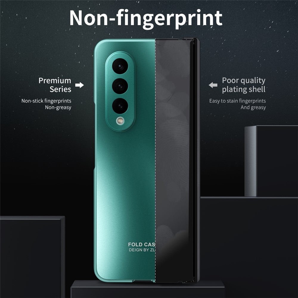 Til Samsung Galaxy Z Fold4 5G Hard PC Telefoncover Anti-fald Beskyttende Telefoncover med Skærmfilm