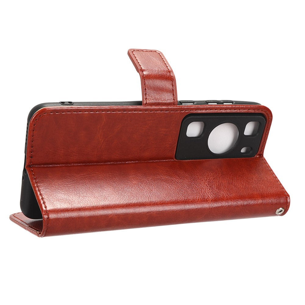 For Huawei P60 Pro / P60 Anti-Dust Crazy Horse Texture Wallet Phone Case PU Leather Phone Stand Cover