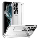 Samsung Galaxy S22 Ultra 5G Reptåligt hårt PC-skal Galvaniserad design Stativ Skyddande fodral