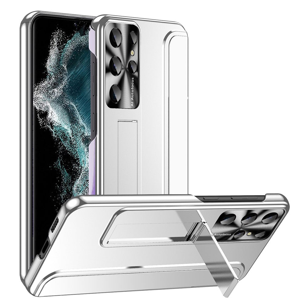 Samsung Galaxy S22 Ultra 5G Reptåligt hårt PC-skal Galvaniserad design Stativ Skyddande fodral