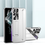 Samsung Galaxy S22 Ultra 5G Reptåligt hårt PC-skal Galvaniserad design Stativ Skyddande fodral