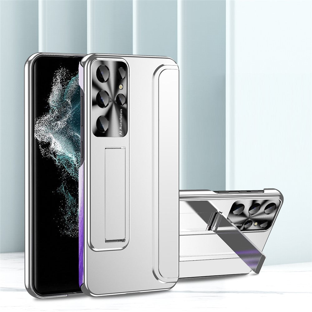 Samsung Galaxy S22 Ultra 5G Reptåligt hårt PC-skal Galvaniserad design Stativ Skyddande fodral