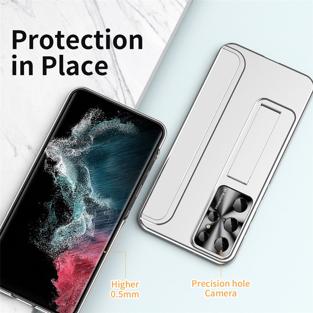 Samsung Galaxy S22 Ultra 5G Reptåligt hårt PC-skal Galvaniserad design Stativ Skyddande fodral
