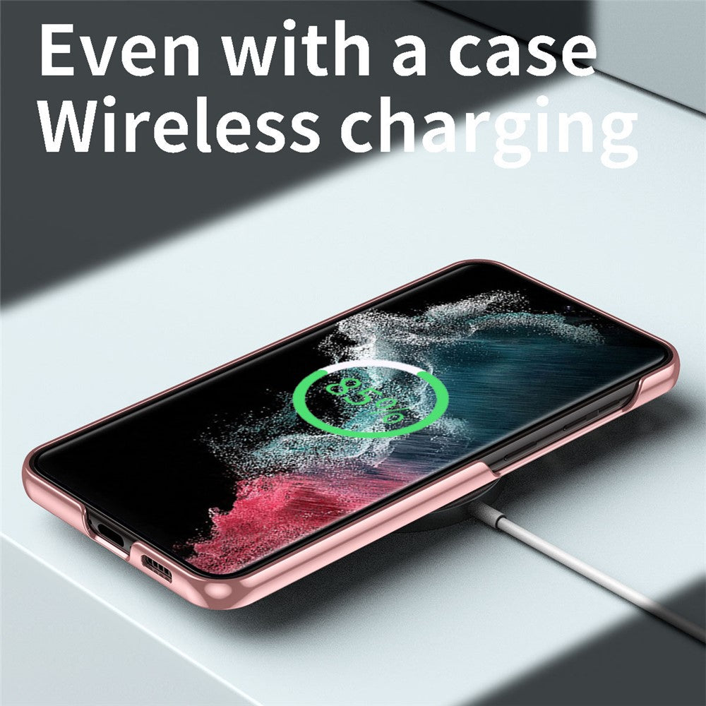 Samsung Galaxy S22 Ultra 5G Reptåligt hårt PC-skal Galvaniserad design Stativ Skyddande fodral