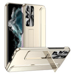 Samsung Galaxy S22 Ultra 5G Reptåligt hårt PC-skal Galvaniserad design Stativ Skyddande fodral