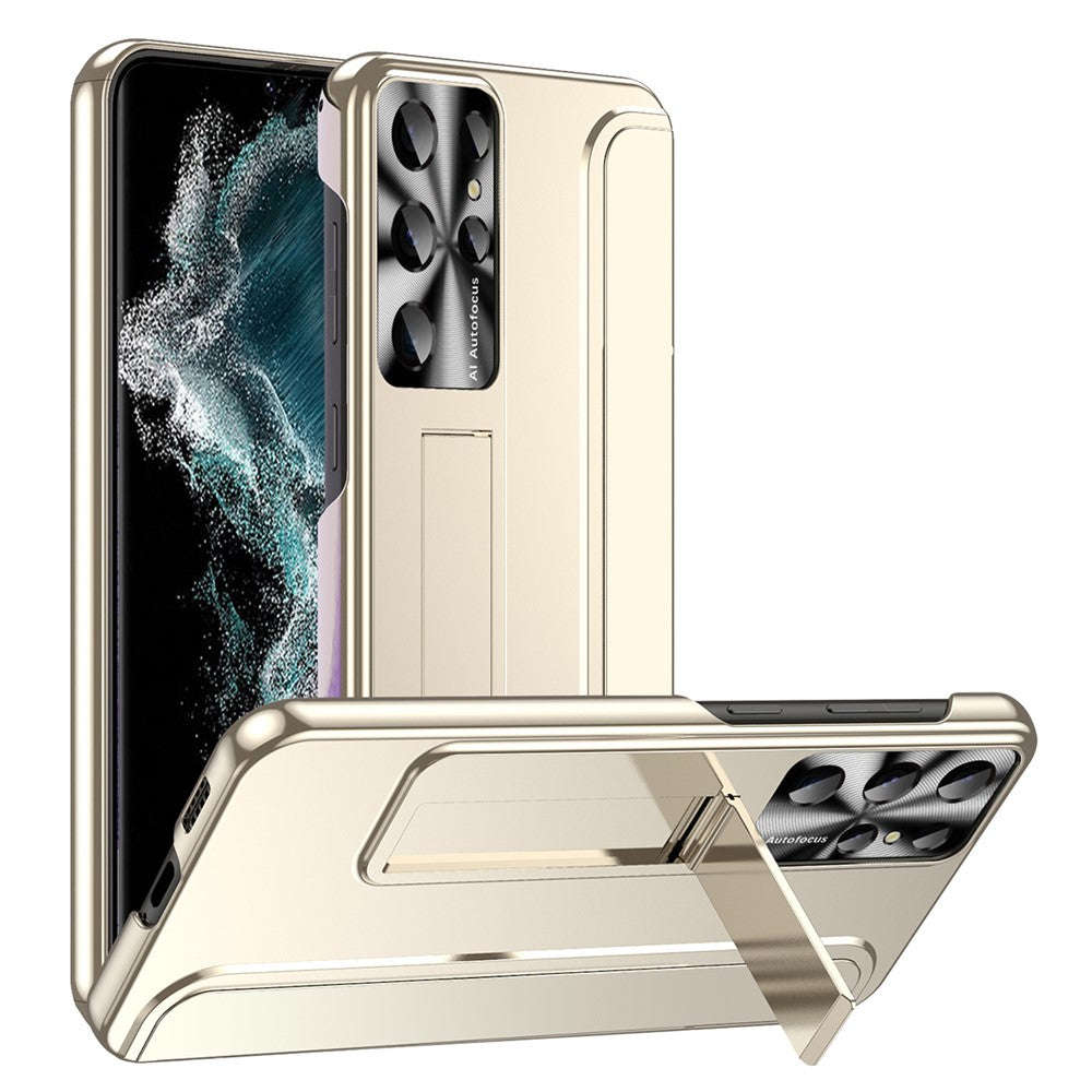 Samsung Galaxy S22 Ultra 5G Reptåligt hårt PC-skal Galvaniserad design Stativ Skyddande fodral