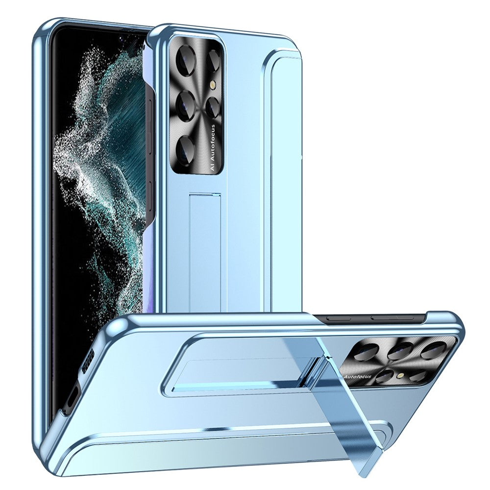Samsung Galaxy S22 Ultra 5G Reptåligt hårt PC-skal Galvaniserad design Stativ Skyddande fodral