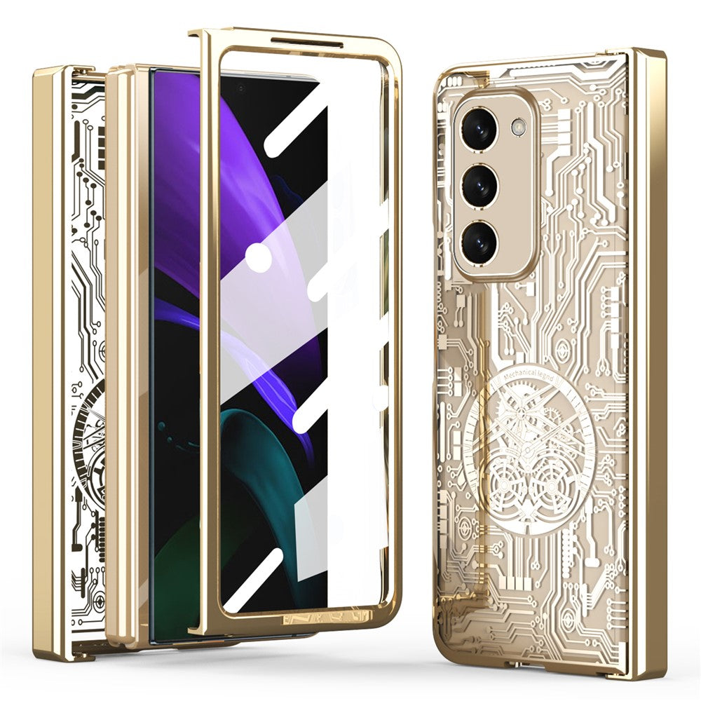 Samsung Galaxy Z Fold2 5G Mechanical Legend Series gångjärnsskyddande mobilskal hårt PC-galvaniserat skal med härdat glasfilm