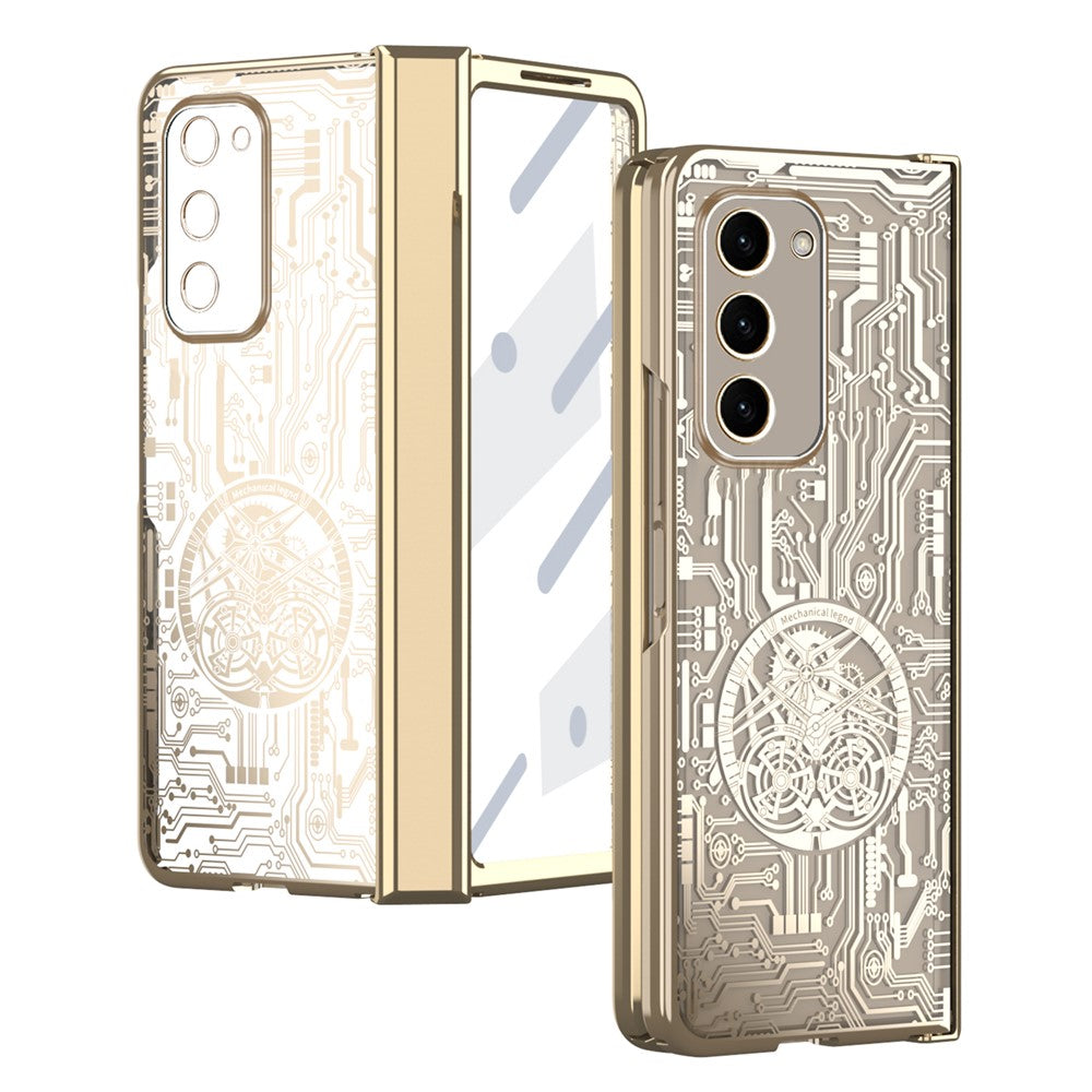 Samsung Galaxy Z Fold2 5G Mechanical Legend Series gångjärnsskyddande mobilskal hårt PC-galvaniserat skal med härdat glasfilm