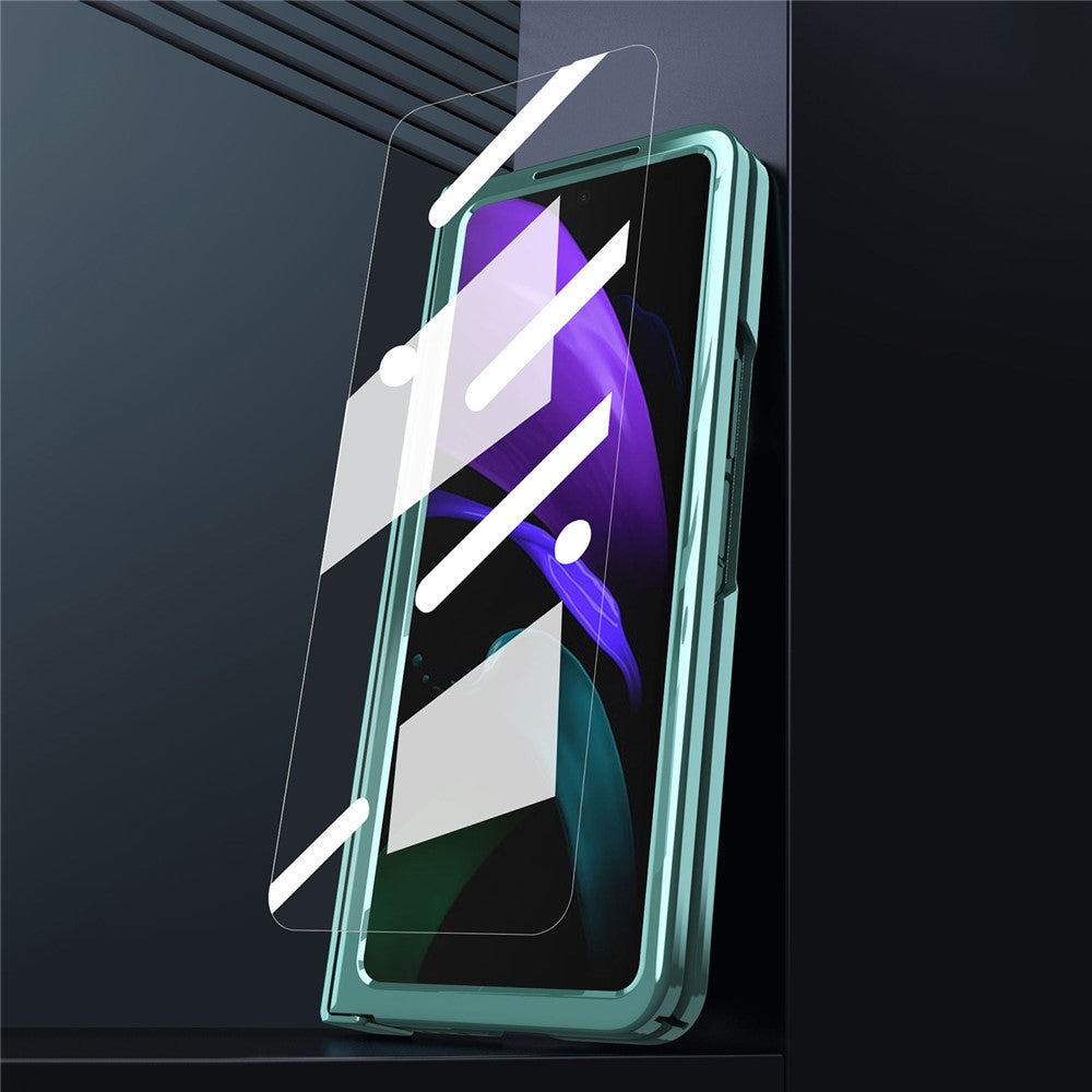 Samsung Galaxy Z Fold2 5G Mechanical Legend Series gångjärnsskyddande mobilskal hårt PC-galvaniserat skal med härdat glasfilm