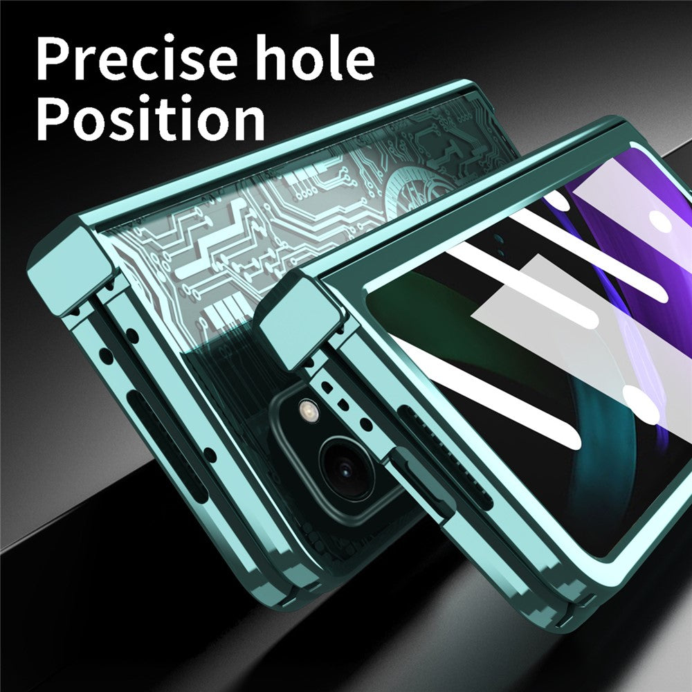 Samsung Galaxy Z Fold2 5G Mechanical Legend Series gångjärnsskyddande mobilskal hårt PC-galvaniserat skal med härdat glasfilm