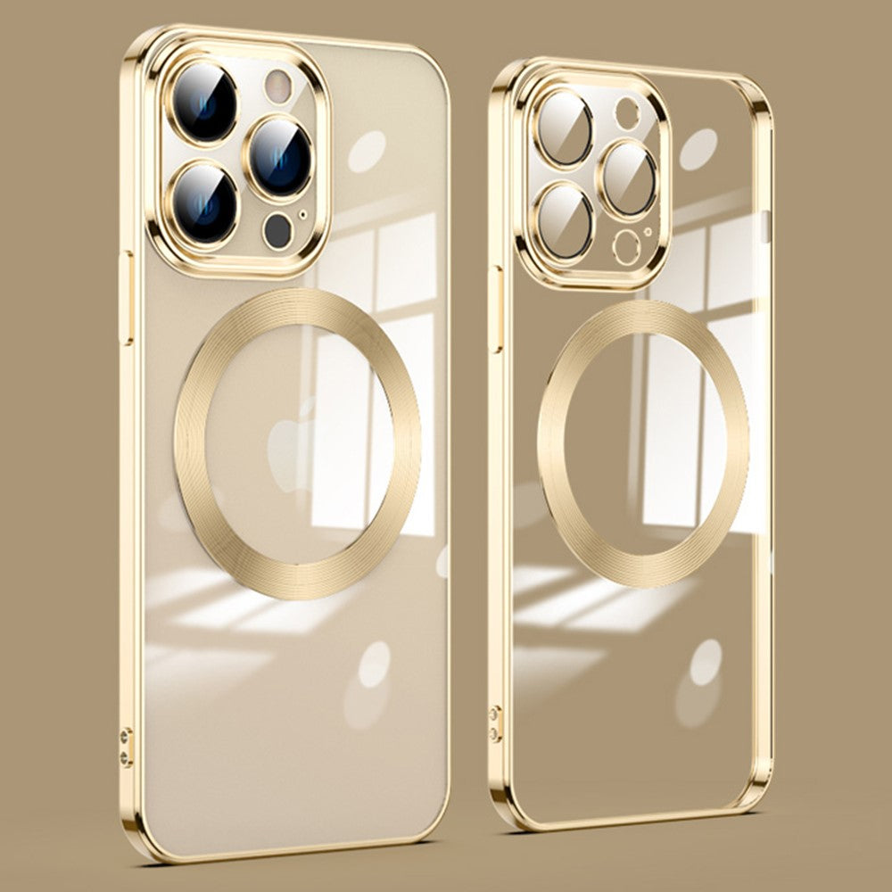 For iPhone 12 Pro Max Compatible with MagSafe TPU Clear Phone Cover with Glass Lens Protector
