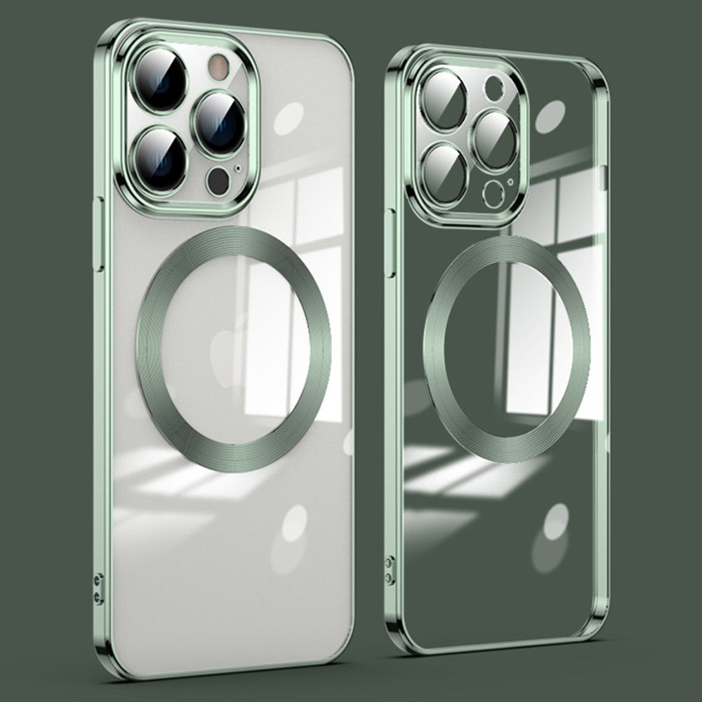 For iPhone 12 Pro Max Compatible with MagSafe TPU Clear Phone Cover with Glass Lens Protector