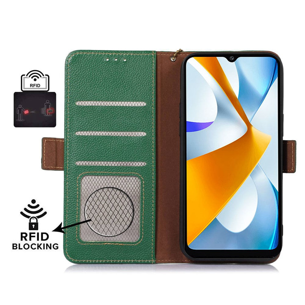 Xiaomi Redmi Note 12 Turbo / Poco F5 5G RFID-blokerende pung-etui i ægte okselæder med stødsikring og stativ