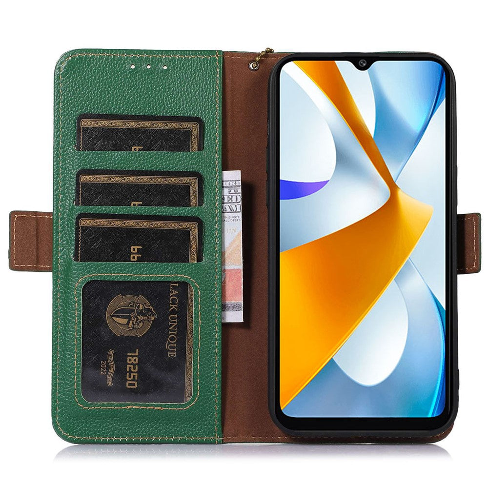 Xiaomi Redmi Note 12 Turbo / Poco F5 5G RFID-blokerende pung-etui i ægte okselæder med stødsikring og stativ