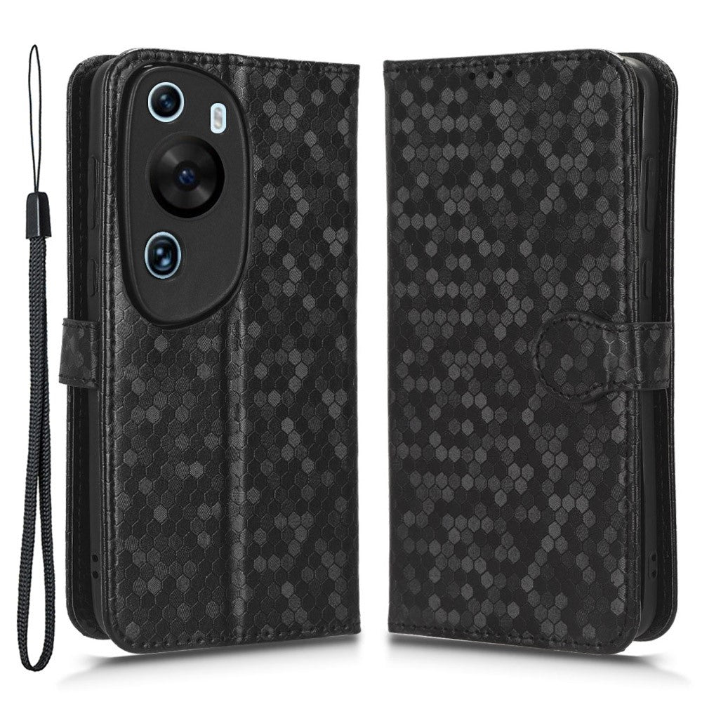 Huawei P60 Art PU-läder plånboksfodral med prickmönster, präglat stativfodral