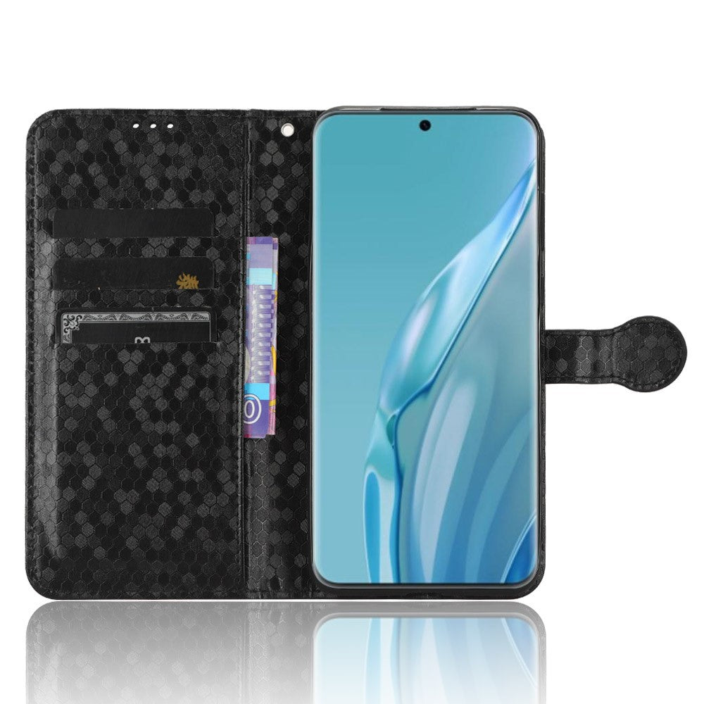 Huawei P60 Art PU-läder plånboksfodral med prickmönster, präglat stativfodral
