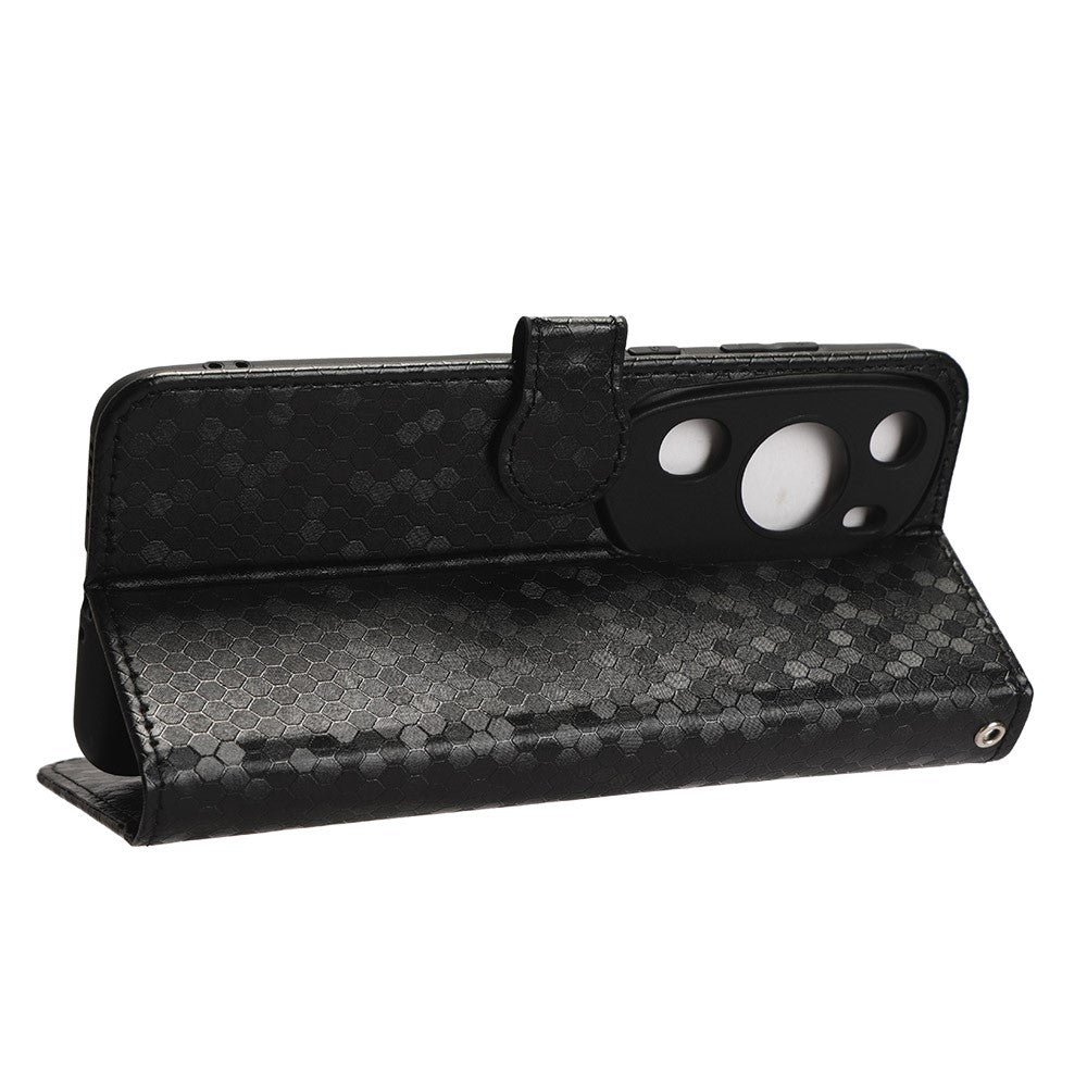 Huawei P60 Art PU-läder plånboksfodral med prickmönster, präglat stativfodral
