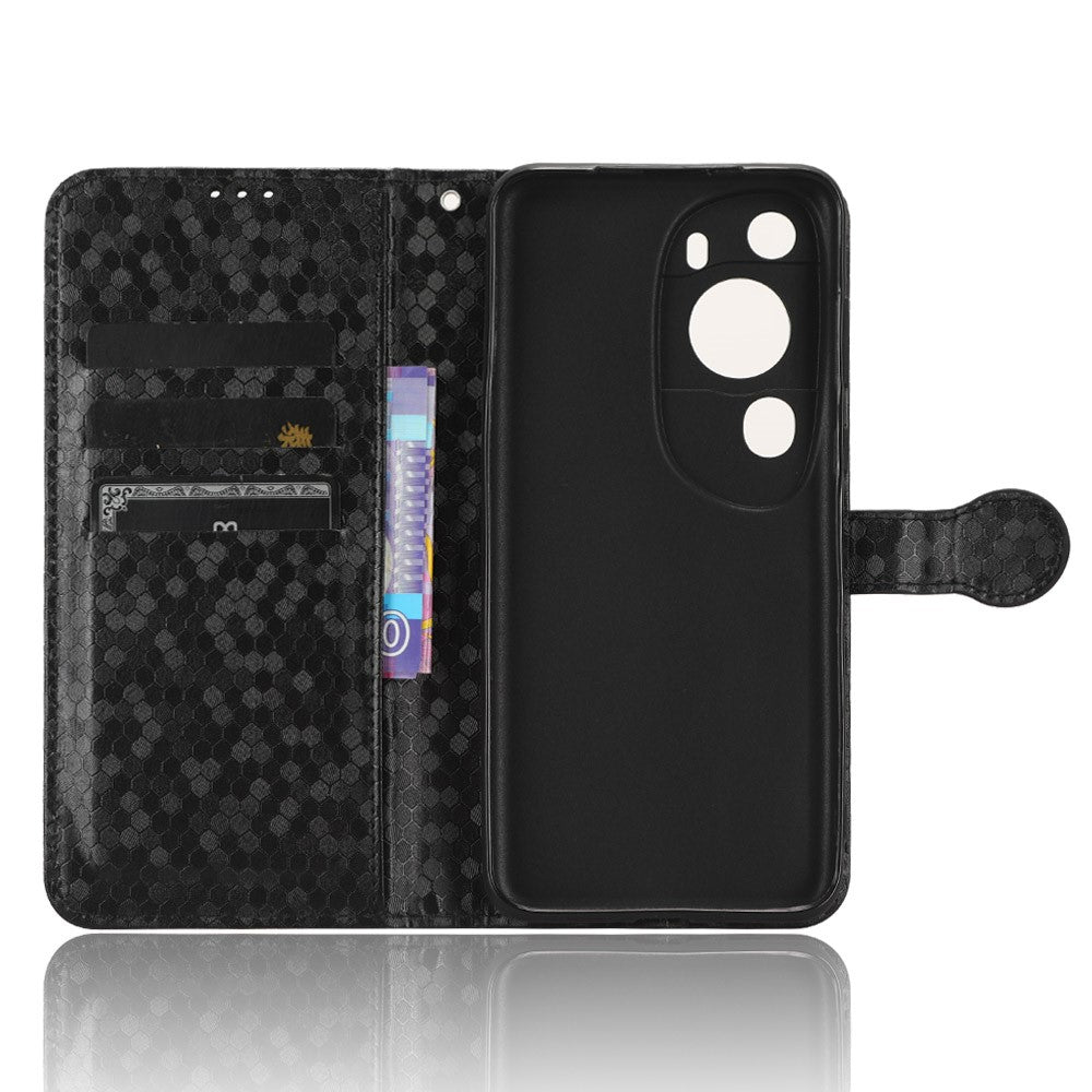 Huawei P60 Art PU-läder plånboksfodral med prickmönster, präglat stativfodral