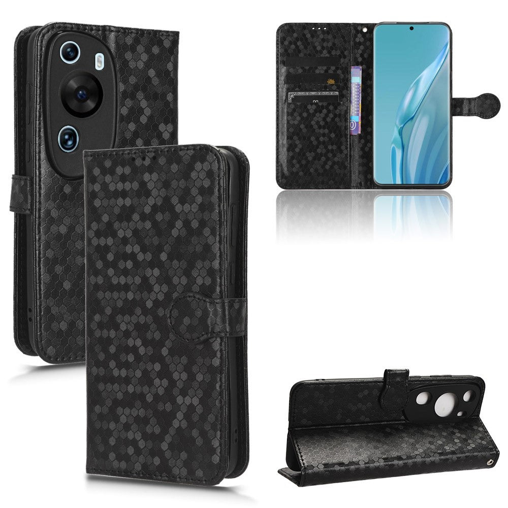 Huawei P60 Art PU-läder plånboksfodral med prickmönster, präglat stativfodral