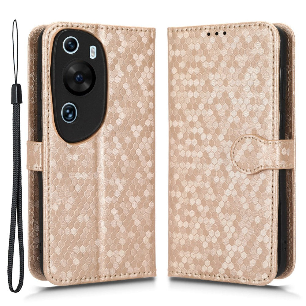 Huawei P60 Art PU-läder plånboksfodral med prickmönster, präglat stativfodral