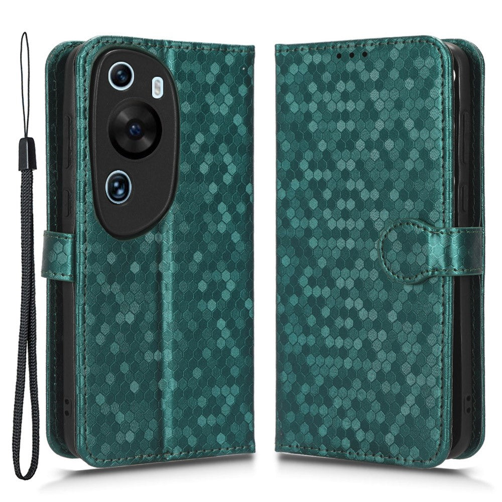 Huawei P60 Art PU-läder plånboksfodral med prickmönster, präglat stativfodral