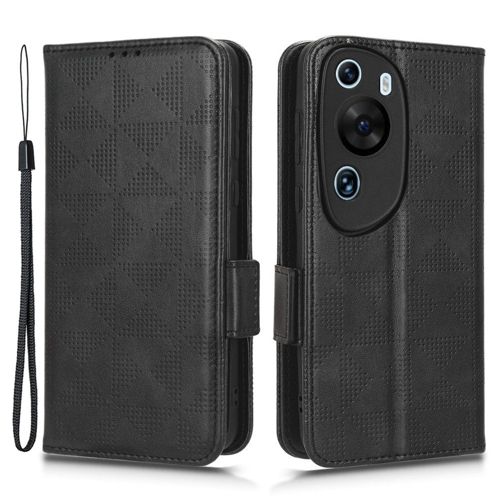 Huawei P60 Art PU-läder+TPU mobilmobilskal med tryckt triangelstativ, plånboksskal