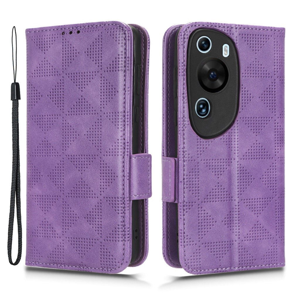 Huawei P60 Art PU-läder+TPU mobilmobilskal med tryckt triangelstativ, plånboksskal