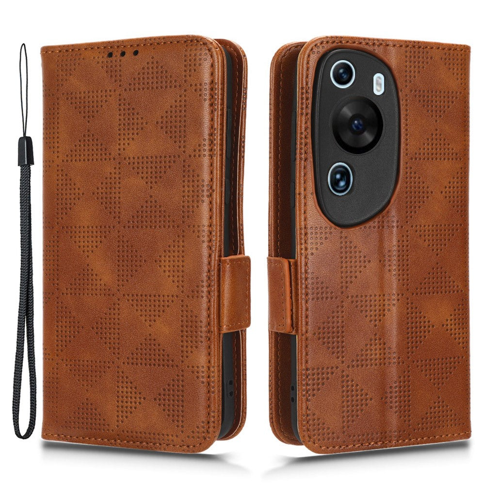 Huawei P60 Art PU-läder+TPU mobilmobilskal med tryckt triangelstativ, plånboksskal