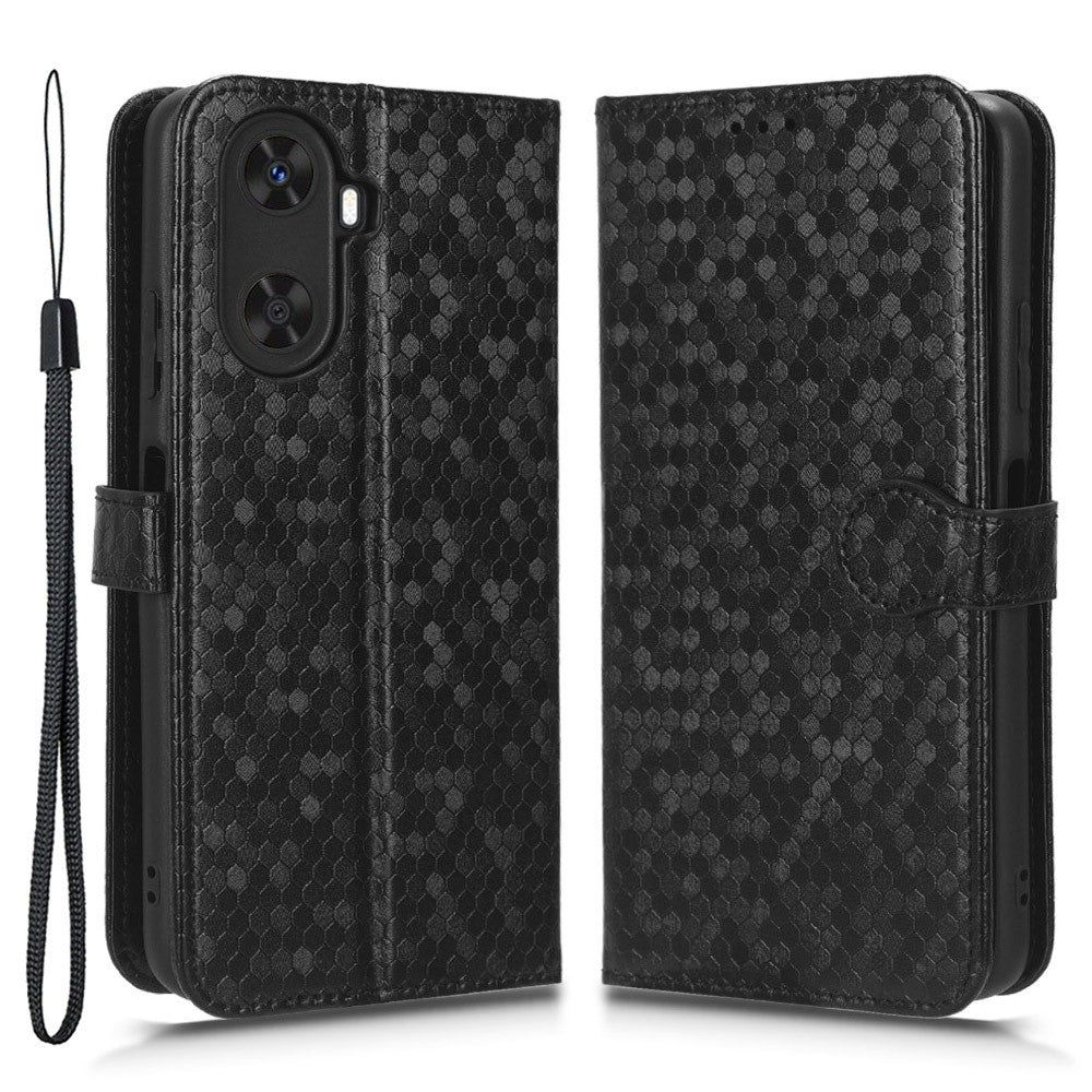 PU-läderflipfodral för Huawei Enjoy 60 plånboksfodral med prickmönster och stativ