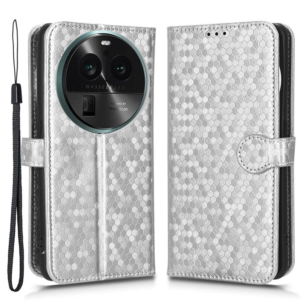 PU Leather Cover for Oppo Find X6 Pro Dot Pattern Imprinted Wallet Phone Case with Stand