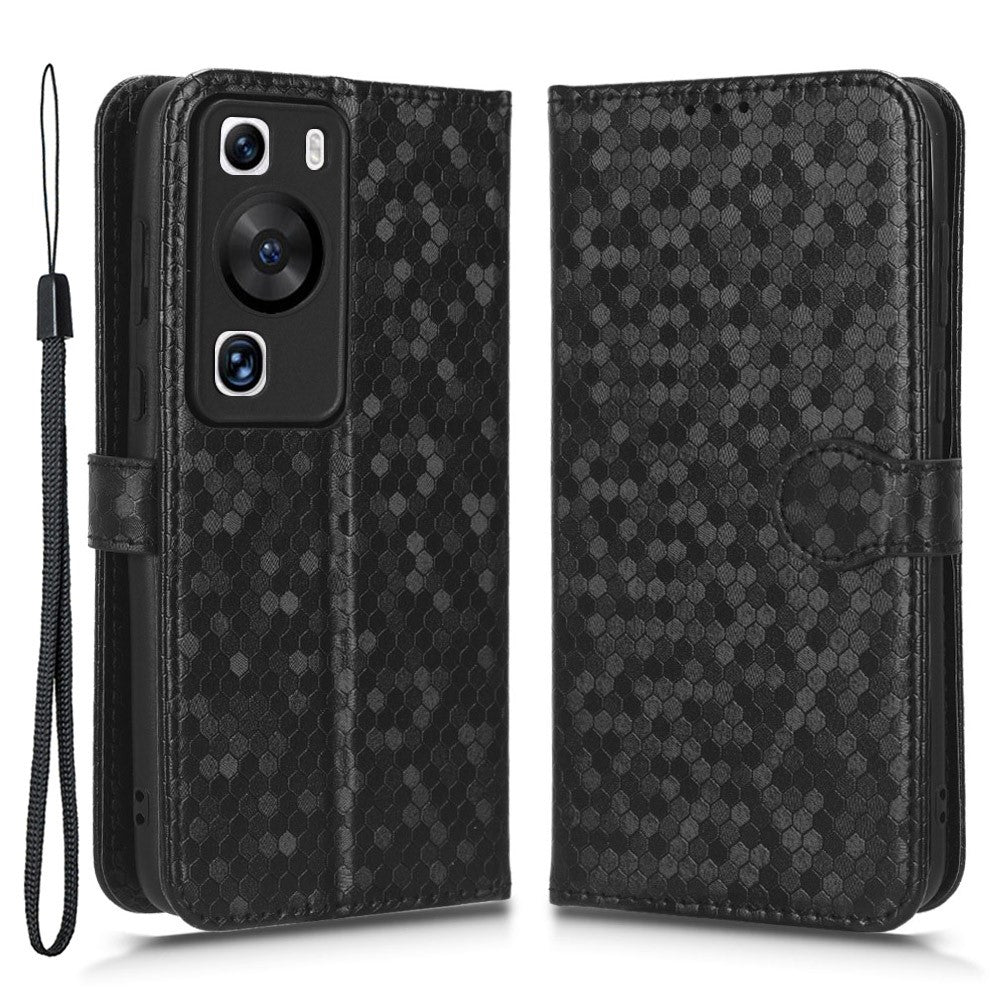 Stötsäkert fodral i PU-läder med prickmönster och plånbok för Huawei P60/P60 Pro