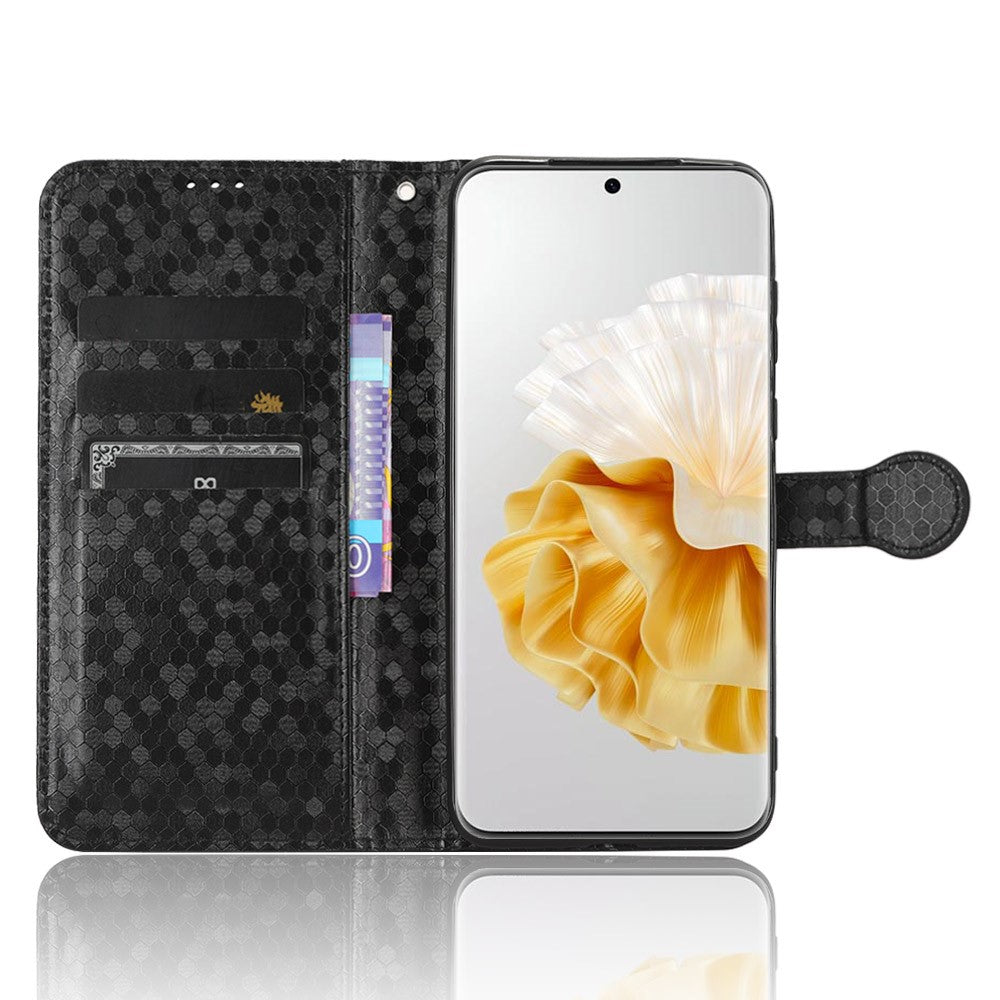 Stötsäkert fodral i PU-läder med prickmönster och plånbok för Huawei P60/P60 Pro
