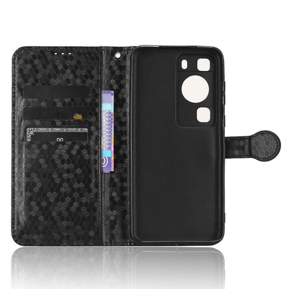 Stötsäkert fodral i PU-läder med prickmönster och plånbok för Huawei P60/P60 Pro