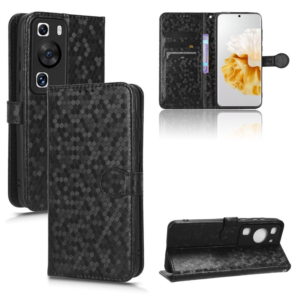 Stötsäkert fodral i PU-läder med prickmönster och plånbok för Huawei P60/P60 Pro