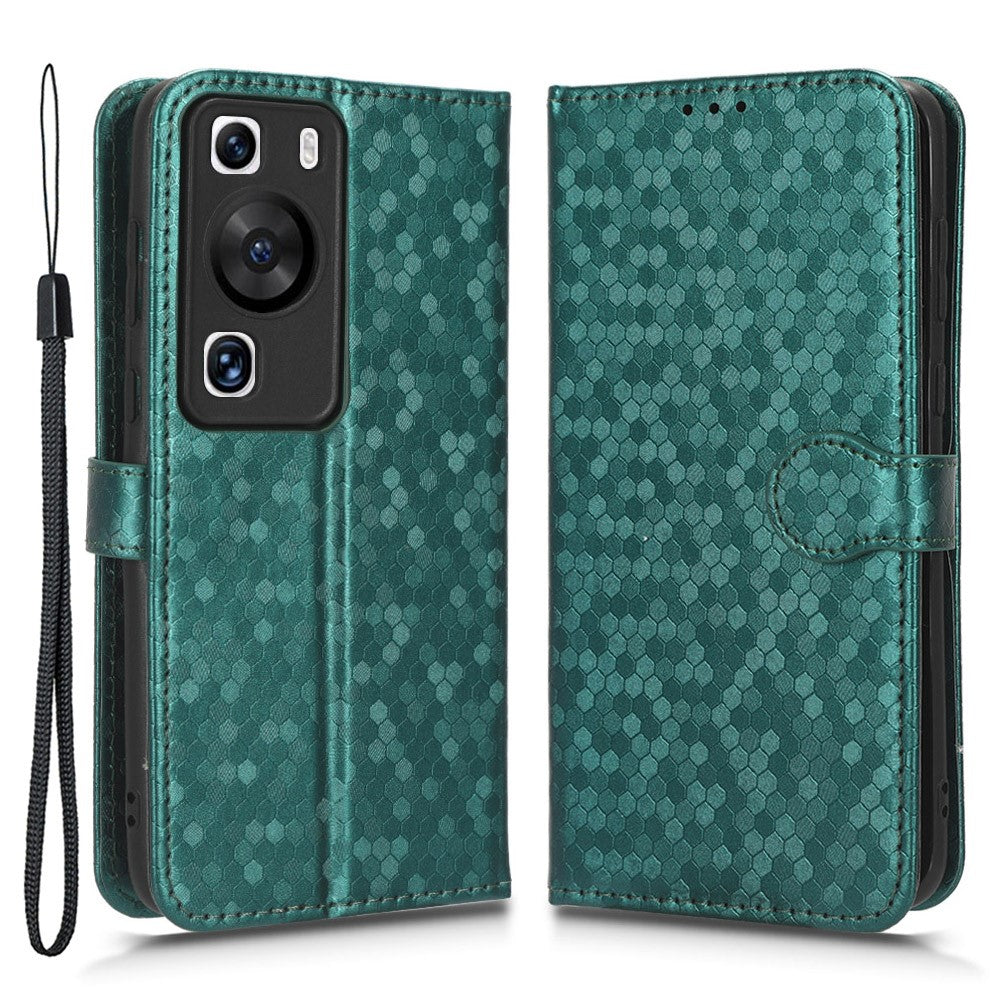 Stötsäkert fodral i PU-läder med prickmönster och plånbok för Huawei P60/P60 Pro