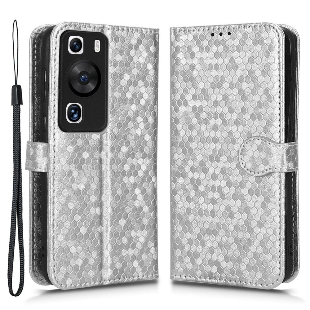 Stötsäkert fodral i PU-läder med prickmönster och plånbok för Huawei P60/P60 Pro