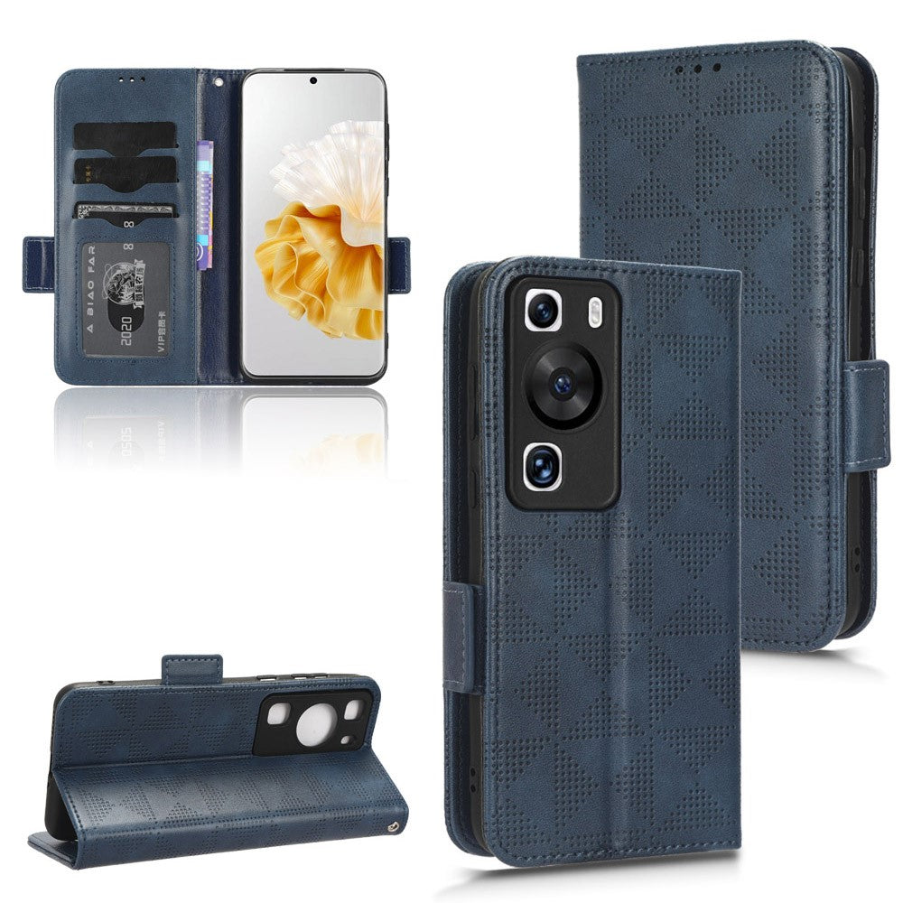 Huawei P60 Pro / P60 Anti-damm mobilskal PU-läder mobilskal präglad triangel stativ plånboksfodral
