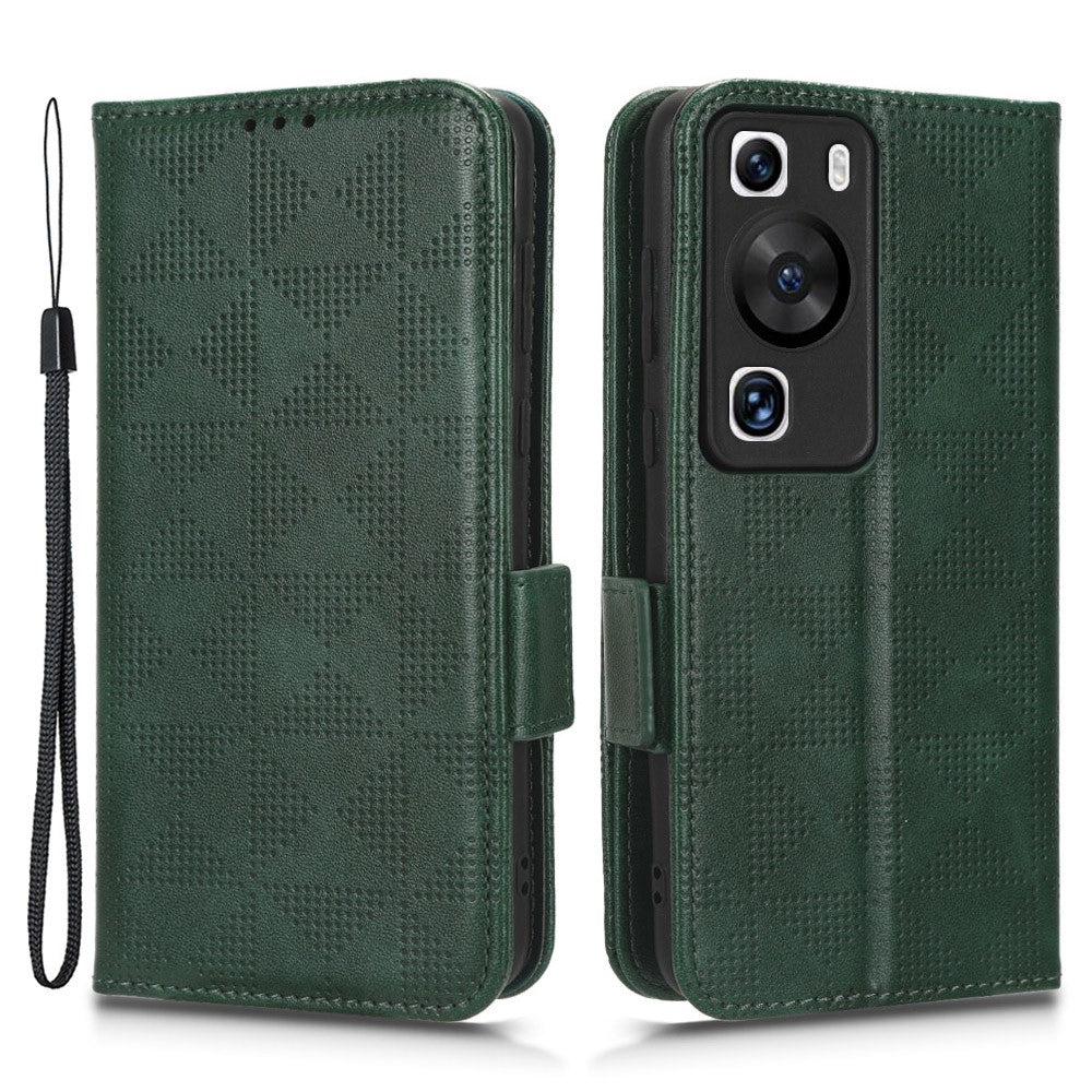 Huawei P60 Pro / P60 Anti-damm mobilskal PU-läder mobilskal präglad triangel stativ plånboksfodral