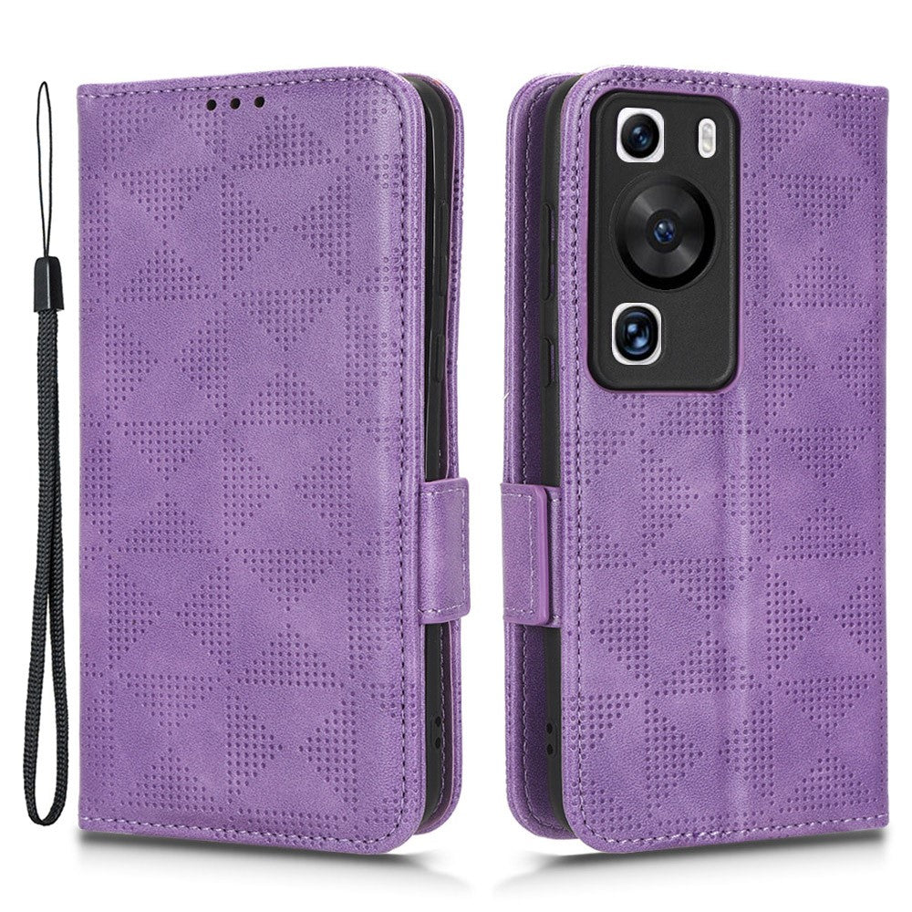 Huawei P60 Pro / P60 Anti-damm mobilskal PU-läder mobilskal präglad triangel stativ plånboksfodral