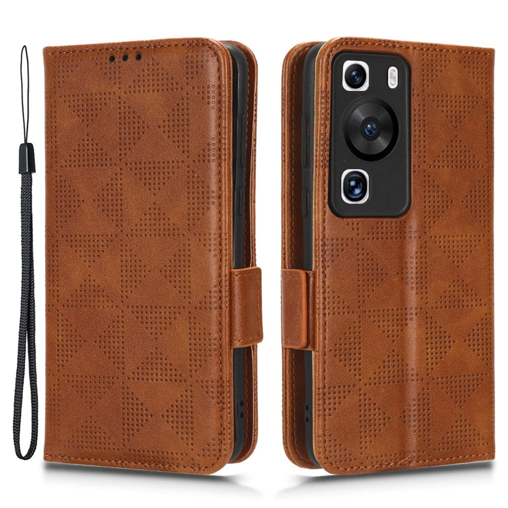 Huawei P60 Pro / P60 Anti-damm mobilskal PU-läder mobilskal präglad triangel stativ plånboksfodral