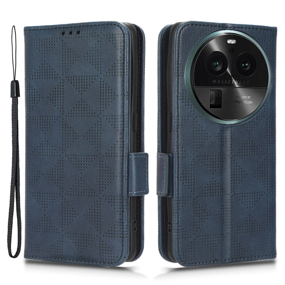 Shockproof PU Leather Phone Case for Oppo Find X6 , Imprinted Triangle Stand Wallet Cover