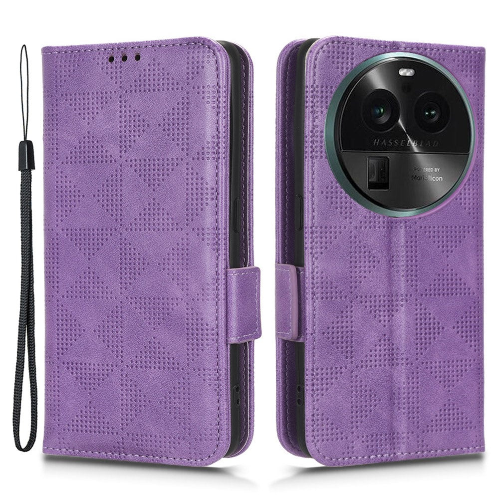 Shockproof PU Leather Phone Case for Oppo Find X6 , Imprinted Triangle Stand Wallet Cover